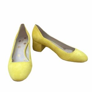Boden True Yellow Round Toe Low Block Heels